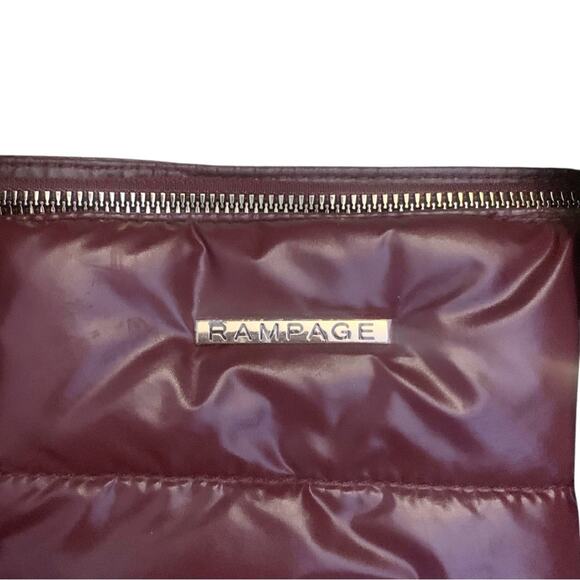 Rampage Quilted Puffer Handbag Shoulder Bag Wine Red Burgundy Tote Big Purse - Picture 3 of 12